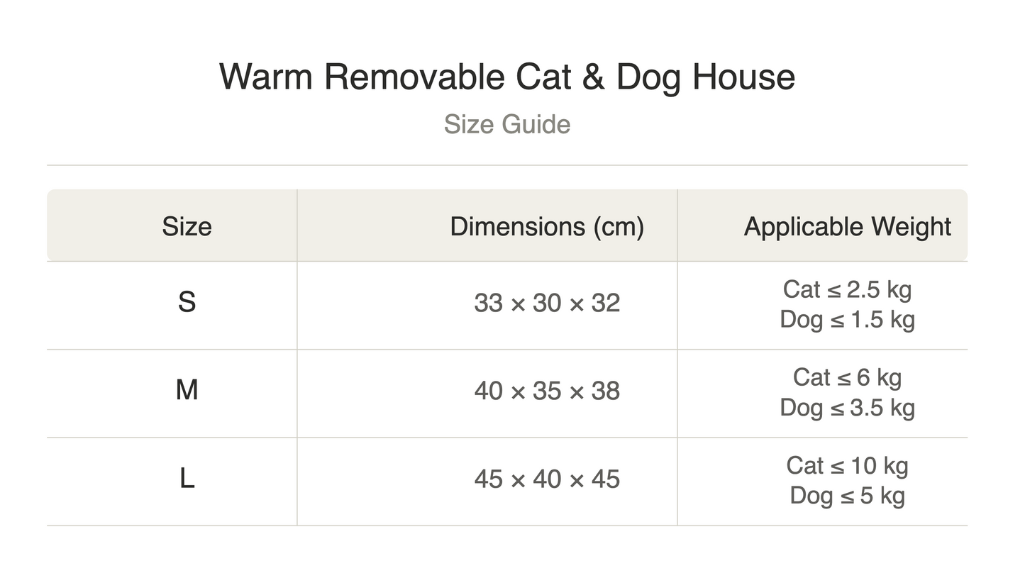 Warm Removable Cat & Dog House – Washable Winter Pet Bed